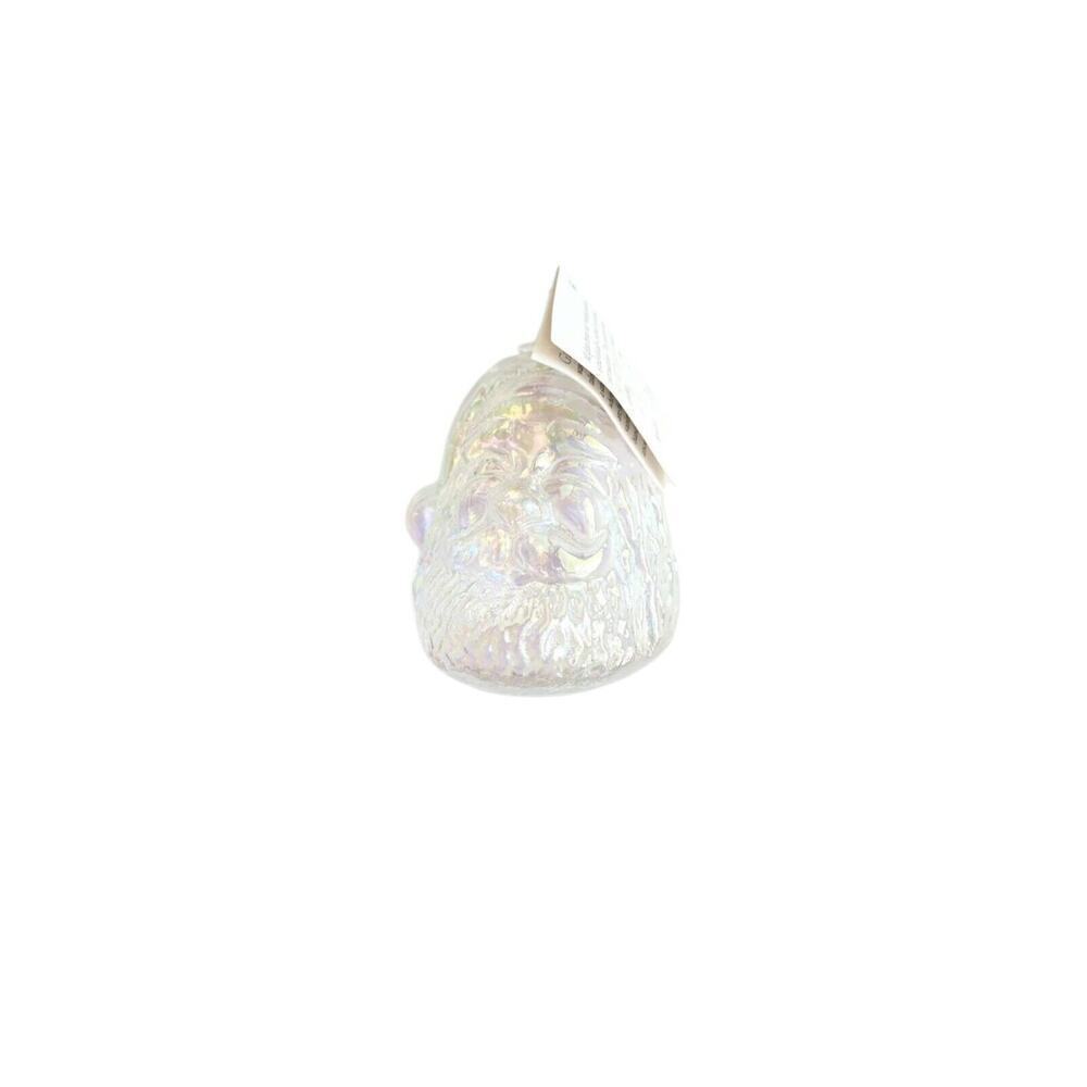 NWT Glass Eye Studio Christmas Ornament Santa Clear Iridescent .